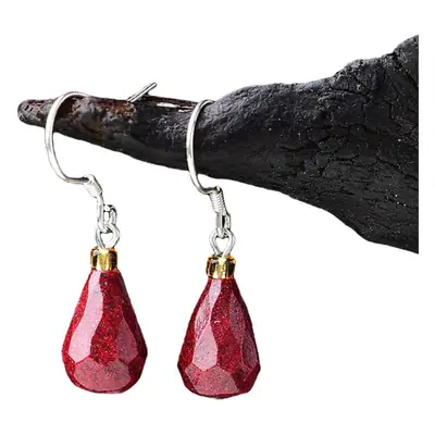 S925 Silver Cinnabar Water Drop Earrings