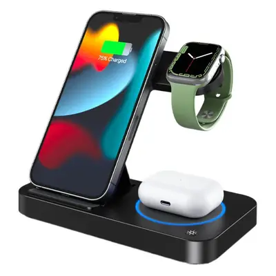 Three-in-One Wireless Charging Station for Phone, Smart Watch & Headset