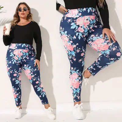 Women's Floral Leggings Plus Size Cross-Border Casual Pants