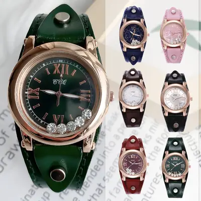 Women's Blue Crystal Watch with Gold Case