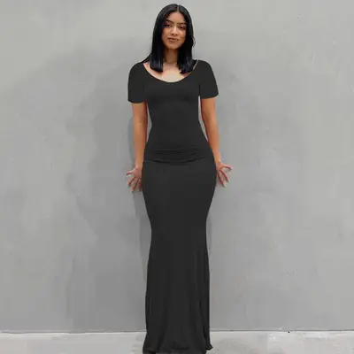 2023 European Export Women's Slim Fit Dress Grey