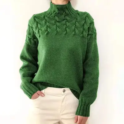 2025 Pink Long Sleeve Turtleneck Knitwear Women