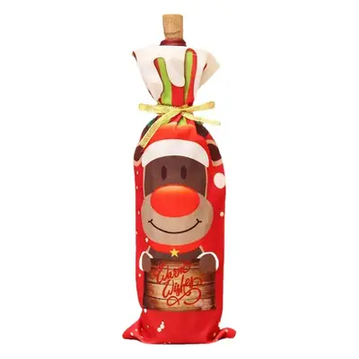 Red Wine Bottle Decor with Cartoon Snowman Design