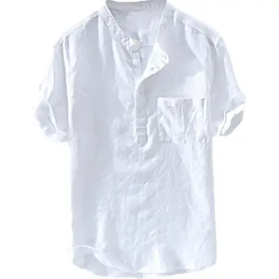 Men Green Collar Shirt 2023 Summer Loose Fit
