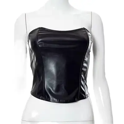 Black Strapless Waist-Cinching Hot Girl Top for Women
