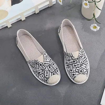 Women's White Leather Slip-On Casual Shoes with Gold Toe Cap