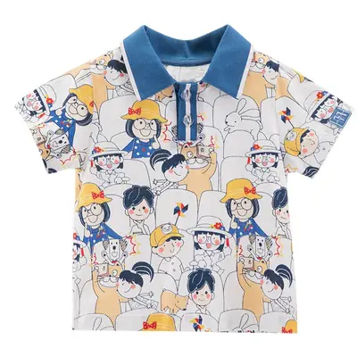 2023 Summer Boys Polo Shirt Baby Western Style Flip Collar