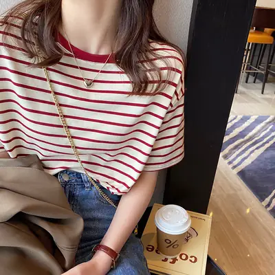 Women Striped Cotton T-Shirt 2026 New