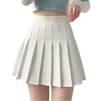Women Black Pleated Skirt High Waist Slim Fit