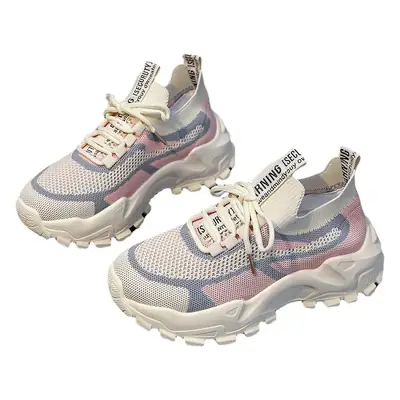 Women Fly-Knit Breathable Paris Sneakers Black White