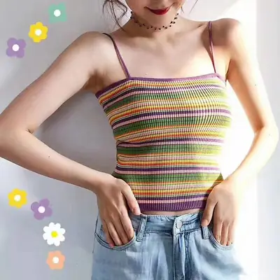 Women Striped Camisole Vest Summer Outerwear