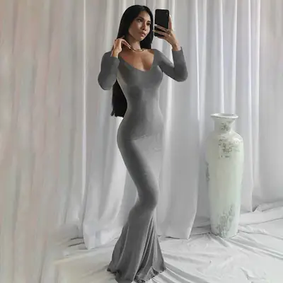 2022 Kardashian Dress Pink Slim Long Sleeve Casual Home Wear