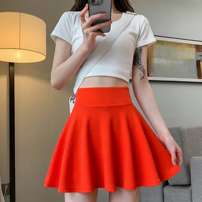 New Women's Pink Anti-Exposure Pleated Skirt