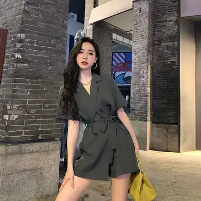 Women's Black High Waist Shorts Suit 2022 Summer