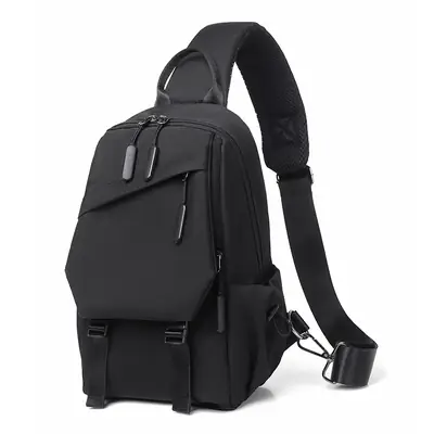 Men's Waterproof Crossbody Bag Black Travel Commute