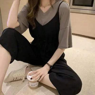 Women Plus Size Korean Style Overalls Set Summer 2025
