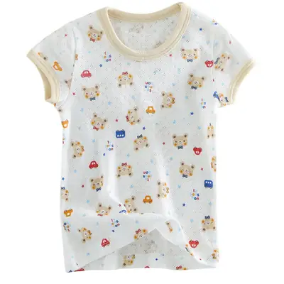 Japanese Style Baby T-Shirt White Mesh Short Sleeve