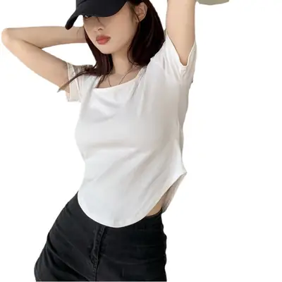 White Slim Fit Women's Summer T-Shirt 2025
