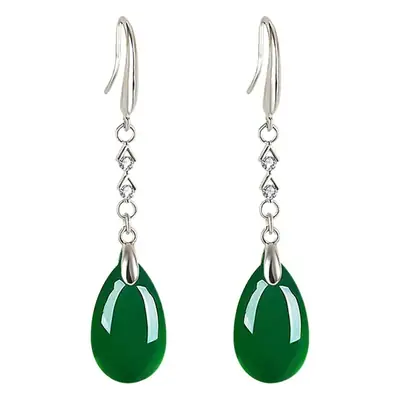 Green Agate Earrings for Women Ethnic Style