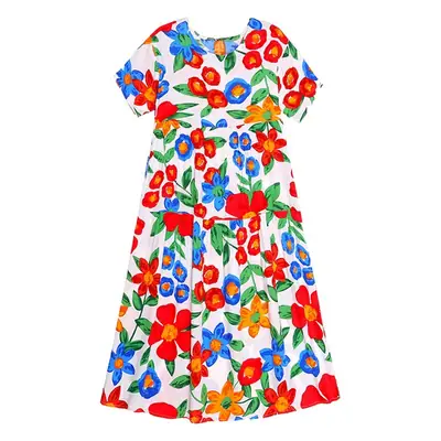 Women Green Long Skirt Dress Summer Elegant Cotton