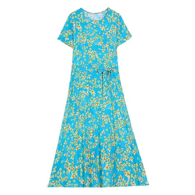2025 Cotton Silk Floral Skirt Dress for Women 40+