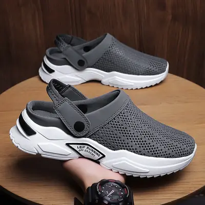 2022 Summer Flip-flops plus size Cross-border Men's Half Slippers Men's Sandals Student Hole-hole Baotou Sandals Beach Shoes