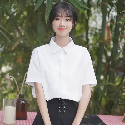 Women White Thin Short Sleeve Shirt 2023 Summer