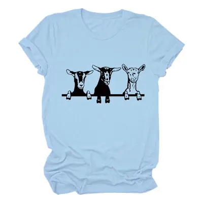 Women Cow Print T-Shirt Cream Round Neck Loose Fit