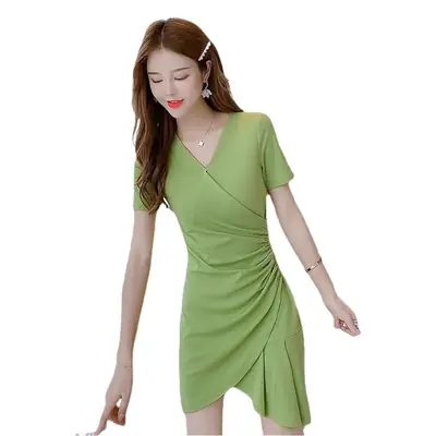 2025 Black V-Neck Slimming Dress with Little Skirt