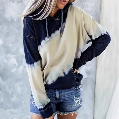 Women Hooded Gradient Sweatshirt Long Sleeve Loose Fit