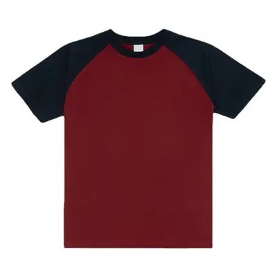 230g Raglan T-Shirt White Black Cotton Loose Fit