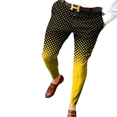 2023 Men's Printed Micro-Elastic Mid-Waist Trousers