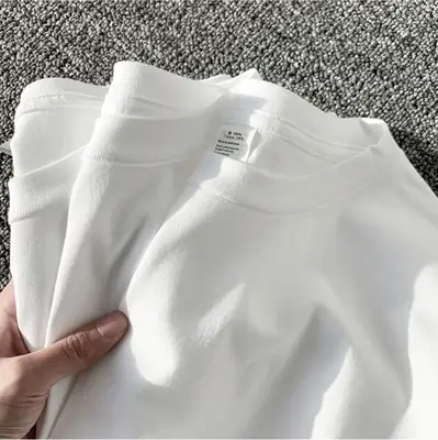 Men Grey Cotton T-Shirt 250g Round Neck