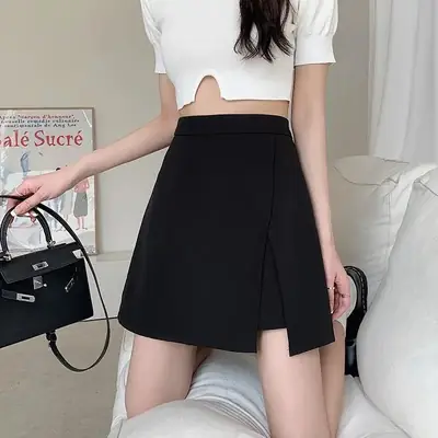 Black Hip-Covering A-Line Skirt Women Spring Summer 2024