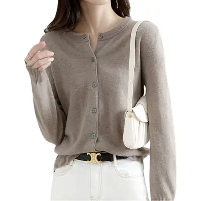 Women Black Slim Knitted Cardigan Jacket Winter Sweater