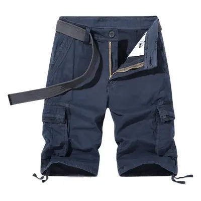 Men Navy Blue 2025 Cargo Shorts Wash Cotton Multi-Flap Pocket