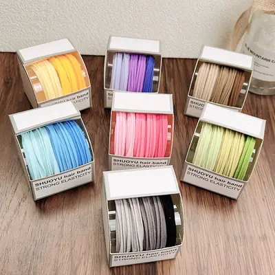 Korean Candy Color Hair Band High Elastic Durable Rubber Band Sweet Girl Heart Headband Tie High Ponytail Headwear