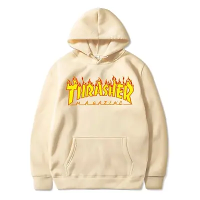 Men Yellow Thrasher Hoodie Sweatshirt Large
