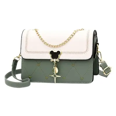 Women's Black White Crossbody Bag with Gold Chain & Dots Design