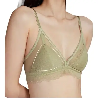 100 Silk Lace Bra Triangle Cup Summer Thin
