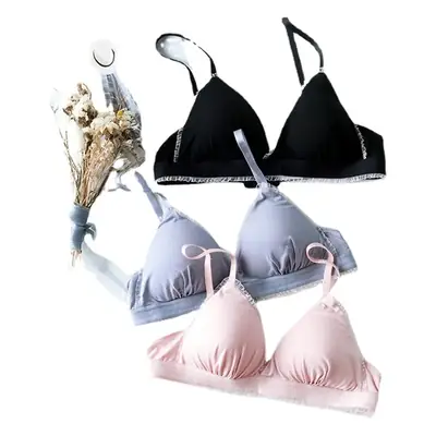 Pink Lace Triangle Cup Bra for Girls Women
