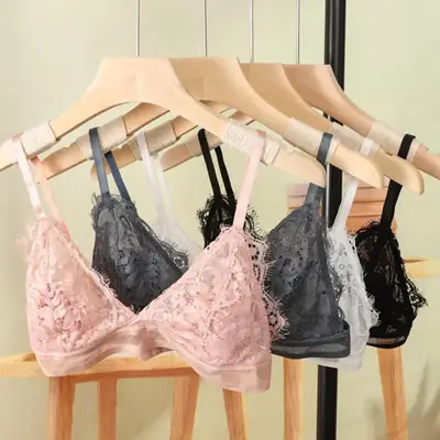 White Real Silk Triangle Cup Bra Summer Thin Lint