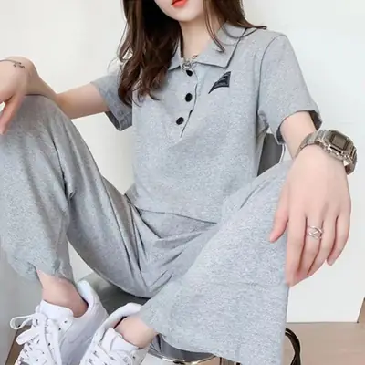 Women Casual Sports Suit 2025 Summer New Korean Style