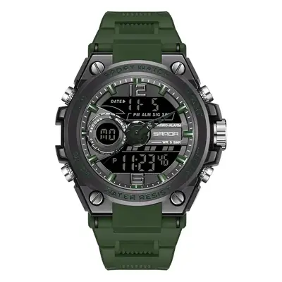 Sanda Green Digital Men's Watch with 3-Window Display