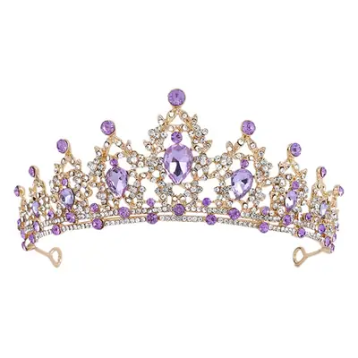 European Purple Bridal Crown with Rhinestones