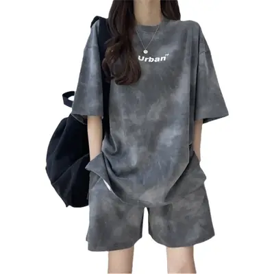 2026 Summer Plus Size Tie-Dye Loose Fit Shorts Set