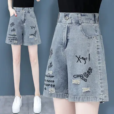 High-Waisted Denim Shorts for Women Summer Ripped 2025