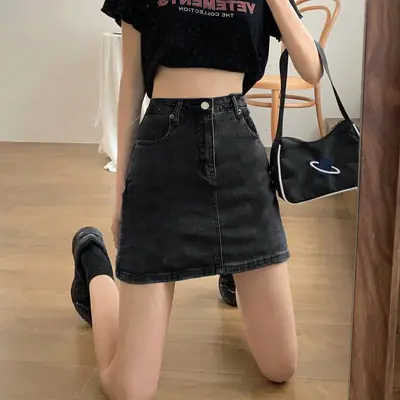Women Denim High Waist Shorts Large Slimming Casual