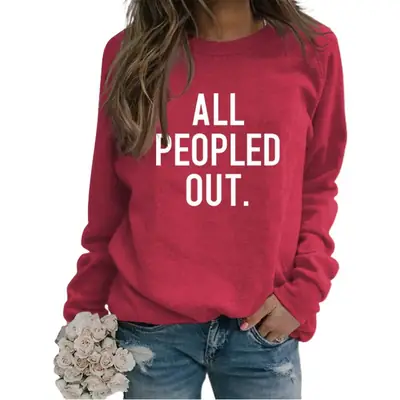 All Peopled Out Maroon Sweatshirt Large