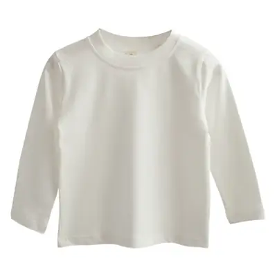 White Cotton Long Sleeve T-Shirt for Kids
